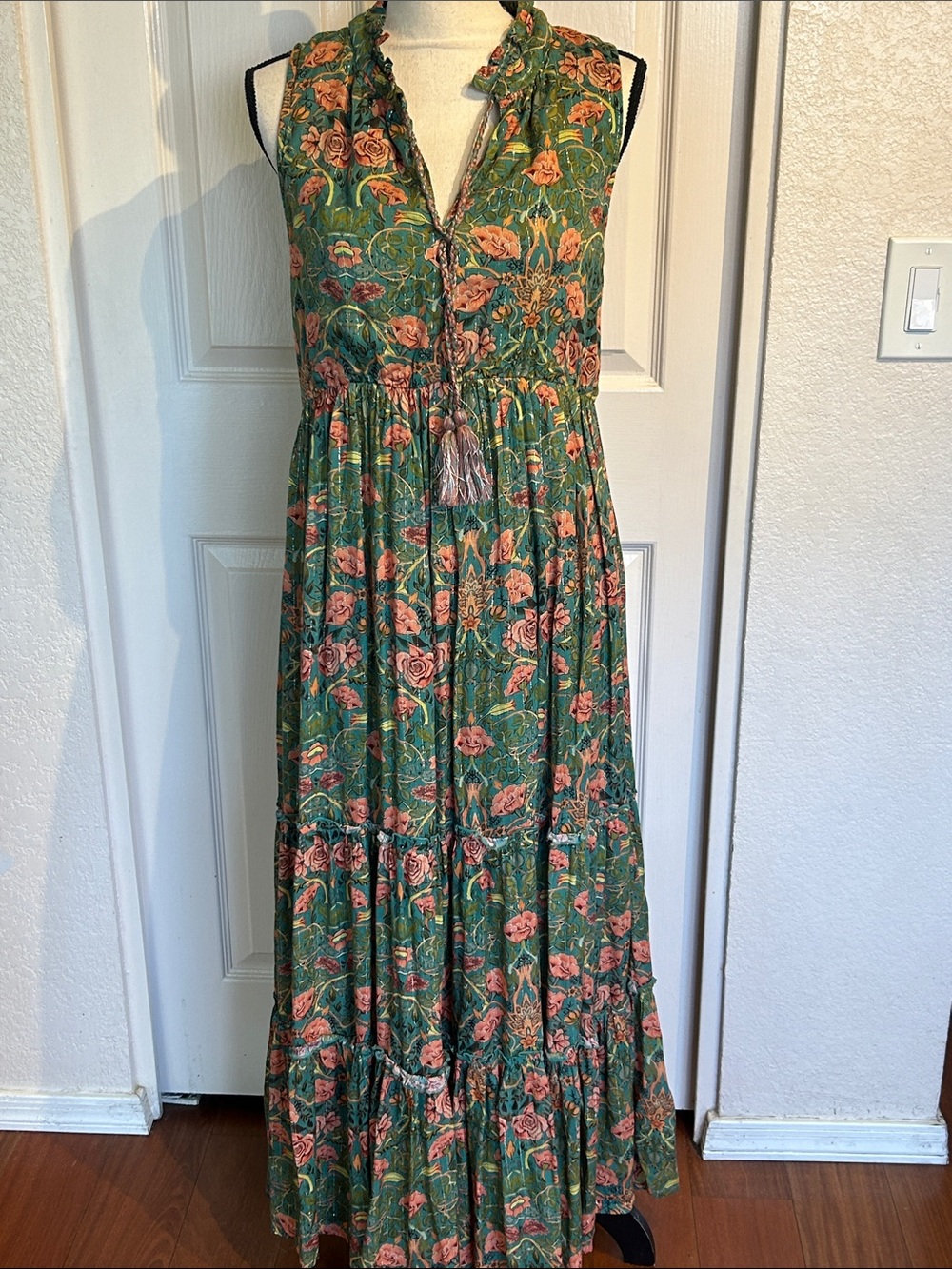 Natural Life Floral Metallic Maxi Dress
